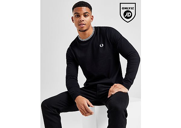Fred Perry Twin Tip Long Sleeve T-Shirt Black- Heren
