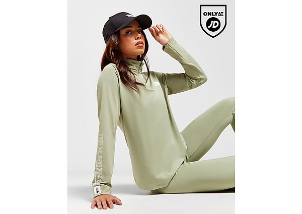 The North Face Outline 1 4 Zip Top Green- Dames