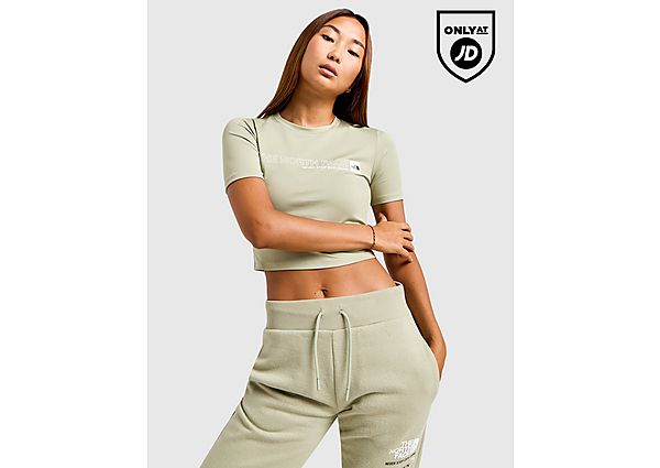 The North Face Outline Logo Slim Crop T-Shirt Green- Dames