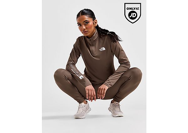 The North Face Outline 1 4 Zip Top Brown- Dames