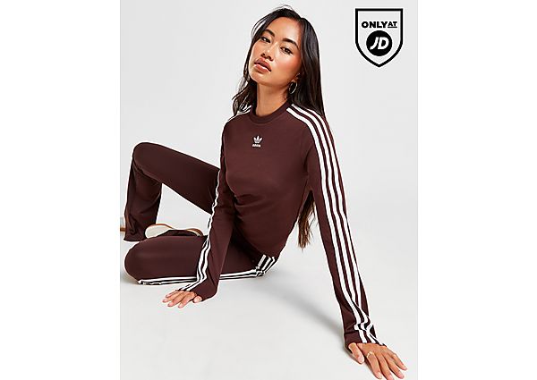 Adidas Originals 3-Stripes Long Sleeve Slim T-Shirt Brown- Dames