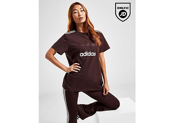 Adidas Originals Satin Trefoil T-Shirt BROWN- Dames