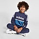 Blue adidas Linear Colour Block Crew Tracksuit Children