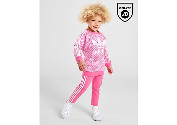 adidas Originals Girls' Monogram Crew Leggings Set Infant Pink