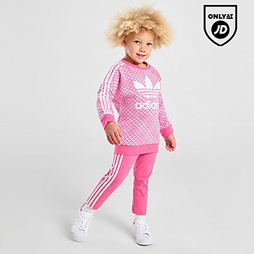 adidas Originals Girls' Monogram Crew/Leggings Set Infant