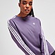 Grey/Purple adidas Originals 3-Stripes Long Sleeve Boyfriend T-Shirt
