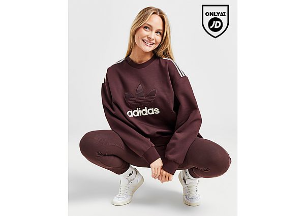 Adidas Originals Satin Trefoil Crew Sweatshirt Brown- Dames