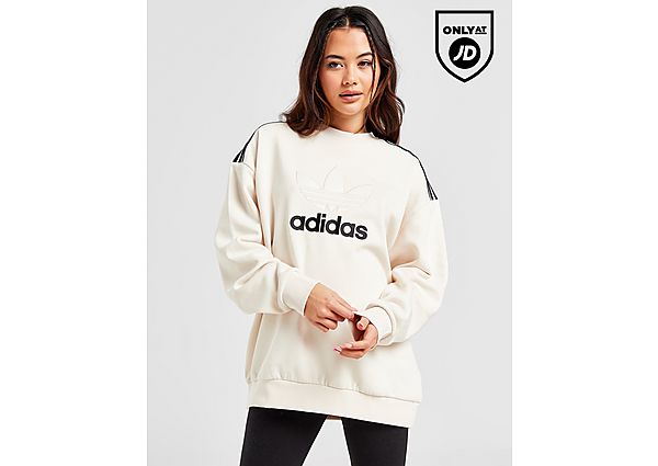 Adidas Originals Satin Trefoil Crew Sweatshirt BEIGE- Dames