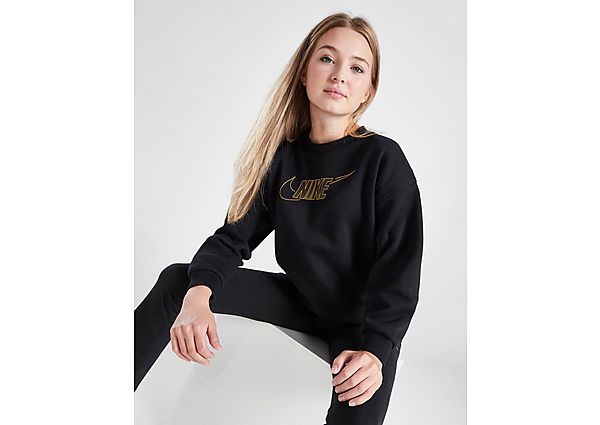 Nike Sportswear Club Fleece sweatshirt met ronde hals voor meisjes Black Metallic Gold