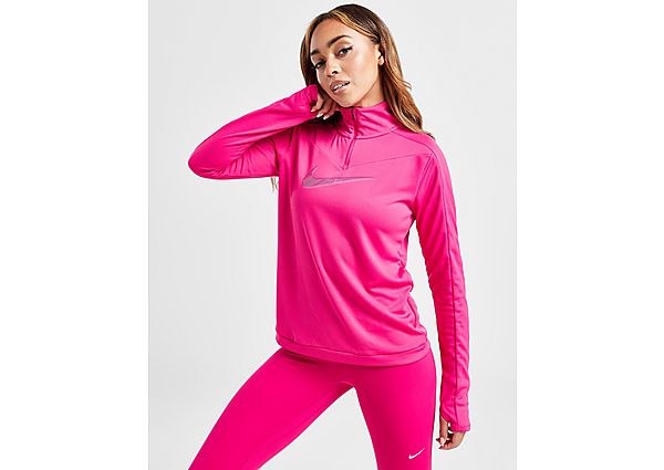 Nike Dri-FIT Swoosh hardlooptop met korte rits voor dames Pink- Dames