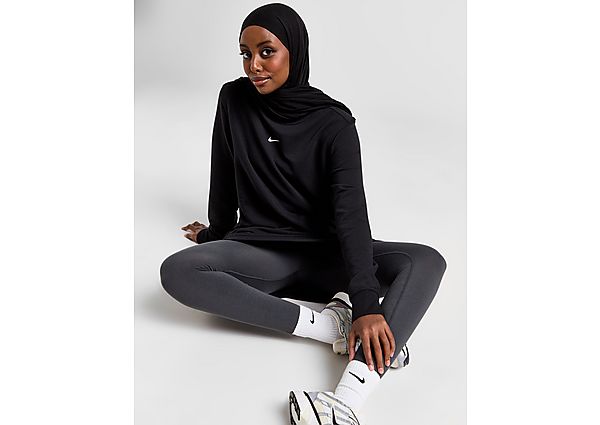 Nike Dri-FIT One tuniek met ronde hals van sweatstof voor dames Black White- Dames