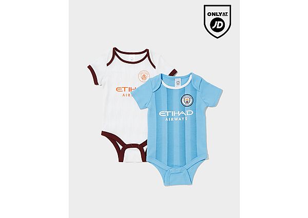 official team 2 pack manchester city fc 2023/24 babygrow infant, multi