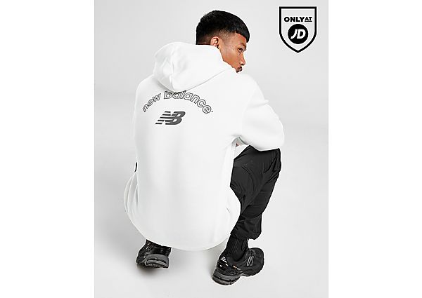 New Balance Back Logo Hoodie White- Heren