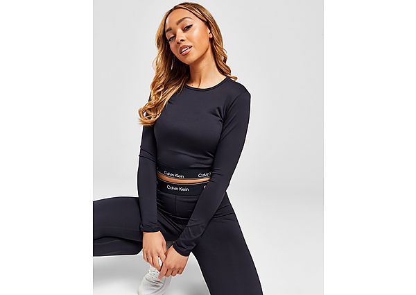 Calvin Klein Sport Long Sleeve Crop T-Shirt Black- Dames