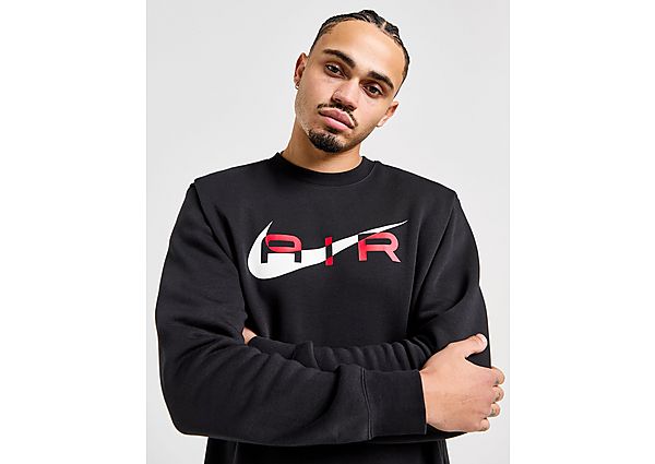 Nike Air sweatshirt van fleece met ronde hals voor heren Black University Red- Heren