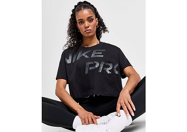 Nike Training Pro Graphic Crop T-Shirt Black- Dames