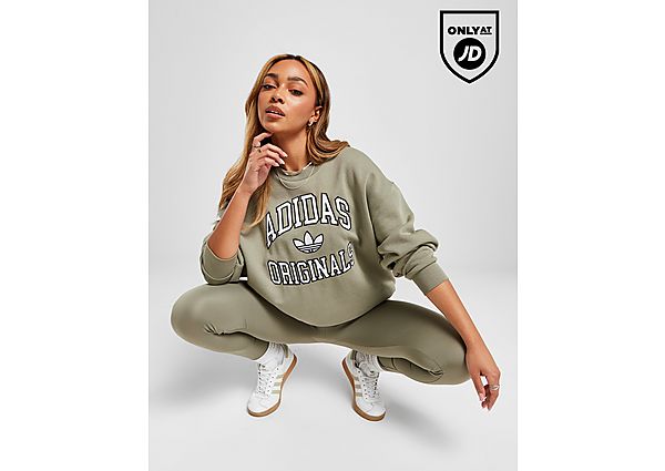 Adidas Originals Varsity Crew Sweatshirt Green- Dames