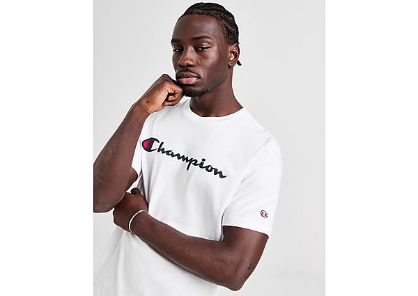Champion Legacy Large Logo Core T-Shirt White- Heren