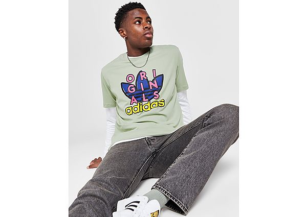 Adidas Originals Large Trefoil Graphic T-Shirt Green- Heren