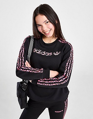 adidas Originals Girls' Leopard Infill Crew Sweatshirt Junior