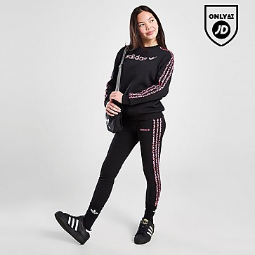 adidas Originals Girls' Leopard 3-Stripes Leggings Junior