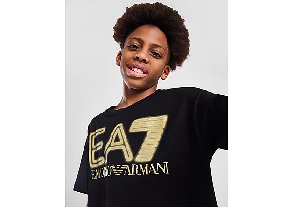 Emporio Ar i EA7 Gold Logo T-Shirt Junior Black Kind