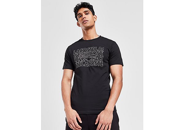 Lacoste Croc Wordmark Graphic T-Shirt Black- Heren