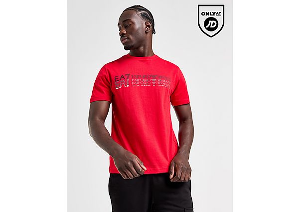 Emporio Armani EA7 Fade Repeat Logo T-Shirt Red- Heren