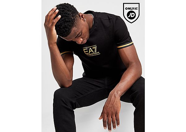 Emporio Armani EA7 Gold Logo T-Shirt Black- Heren