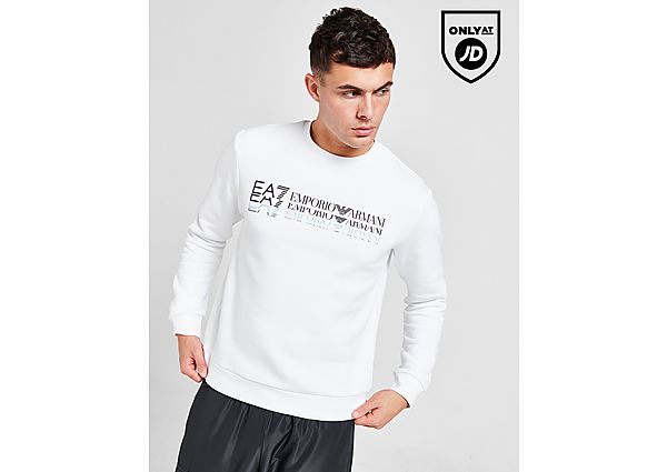 Emporio Armani EA7 Fade Logo Crew Sweatshirt White- Heren