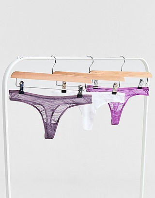 Calvin Klein Underwear 3 Pack Sheer Lace Thongs
