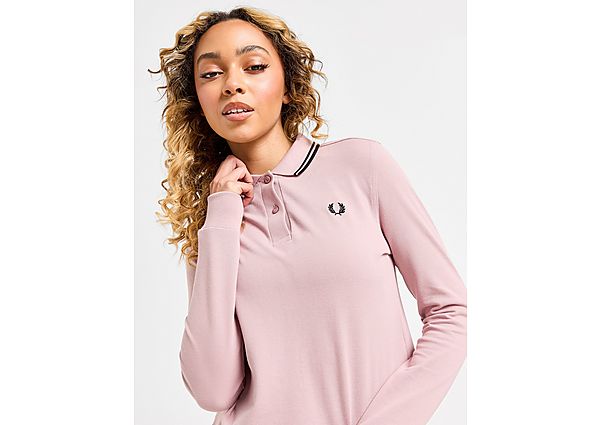 Fred Perry Twin Tip Long Sleeve Polo Shirt Pink- Dames