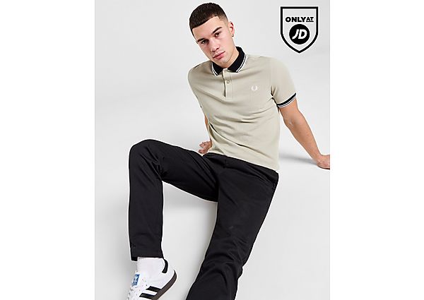 Fred Perry Contrast Collar Badge Polo Shirt Brown- Heren