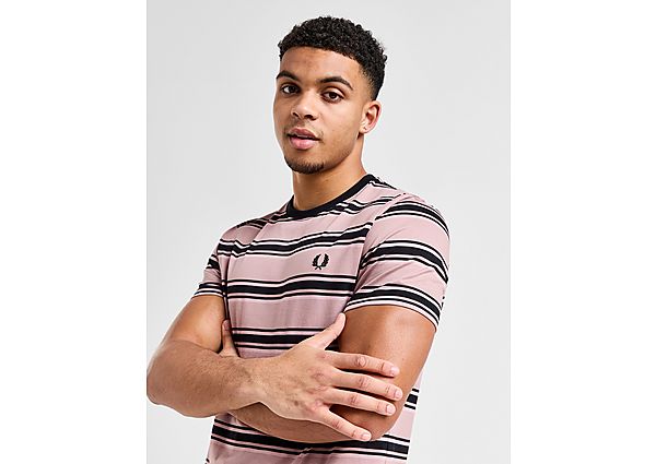 Fred Perry Stripe T-Shirt Pink- Heren