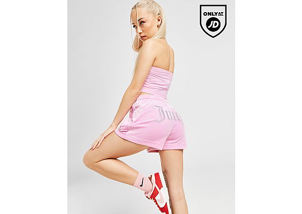 juicy couture diamante velour shorts - damen, pink