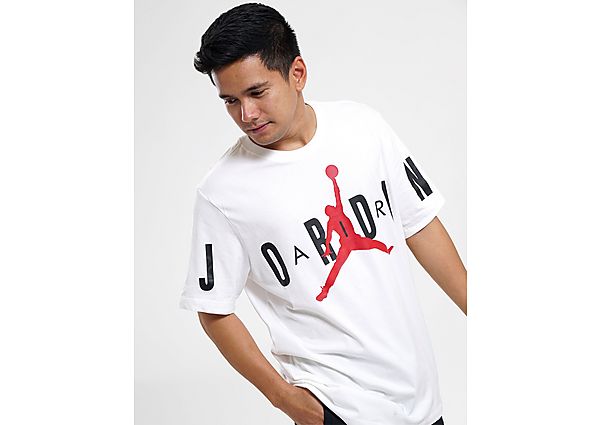 Jordan Air Stretch T-Shirt White Black Gym Red- Heren