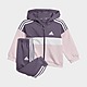 Grey/Purple/White/White/Pink adidas Tiberio 3-Stripes Colorblock Fleece Track Suit Kids