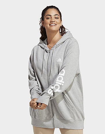 adidas Essentials Linear Full-Zip French Terry Hoodie (Plus Size)