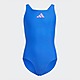 Blue/Blue/Pink adidas Solid Small Logo Swimsuit