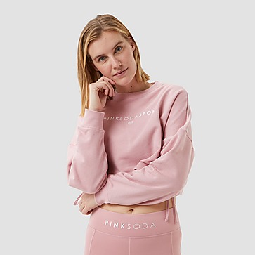 PINK SODA RUCHED CROP CREW SWEATER ROZE DAMES