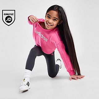 Black adidas Girls' Linear Crew/Leggings Set Infant