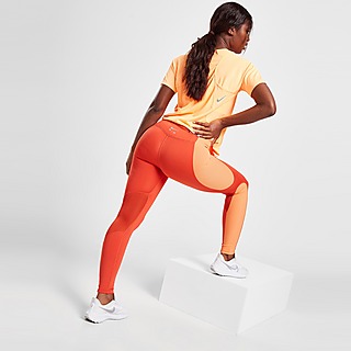Nike NWT Pro Leggings Dri-Fit Athletic Red Mid Rise Logo