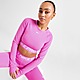 Pink/White Nike Pro Dri-FIT Crop Long Sleeve Top