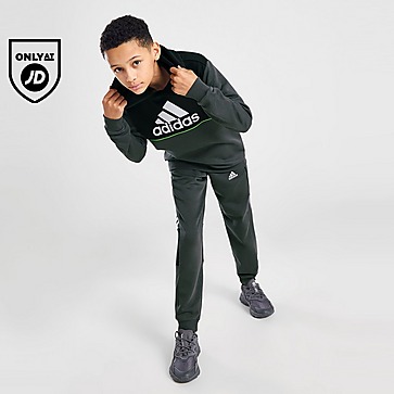 adidas Linear Badge of Sport Logo Hoodie Junior