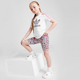 adidas Originals Girls' Leopard T-Shirt/Cycle Shorts Set Children