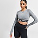 Grijs/Zwart Nike Training Pro Long Sleeve Crop Top