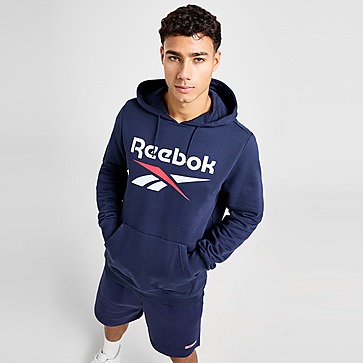 Reebok reebok identity fleece stacked logo pullover hoodie