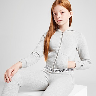 Calvin Klein Girls' Logo Full Zip Hooded Trainingsanzug Kinder