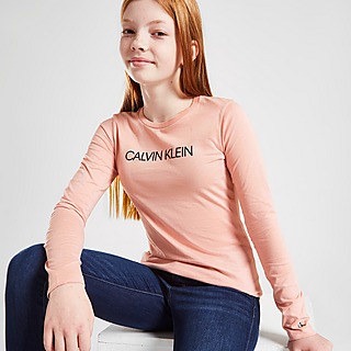 Calvin Klein Girls' Logo Slim Langarmshirt  T-Shirt Kinder