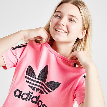 adidas Originals Girls' Leopard All Over Print Crop T-Shirt Kinder